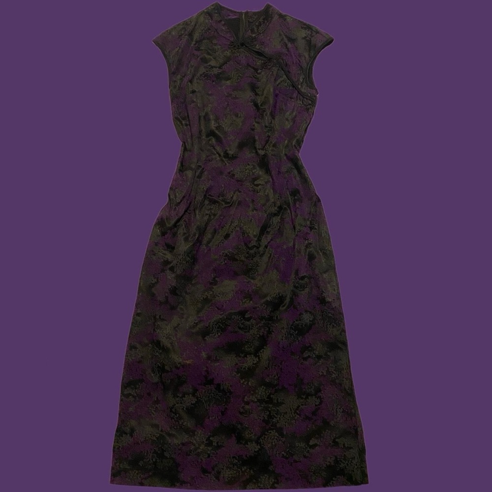 Morbid Threads purple and black Floral cheongsam style dress